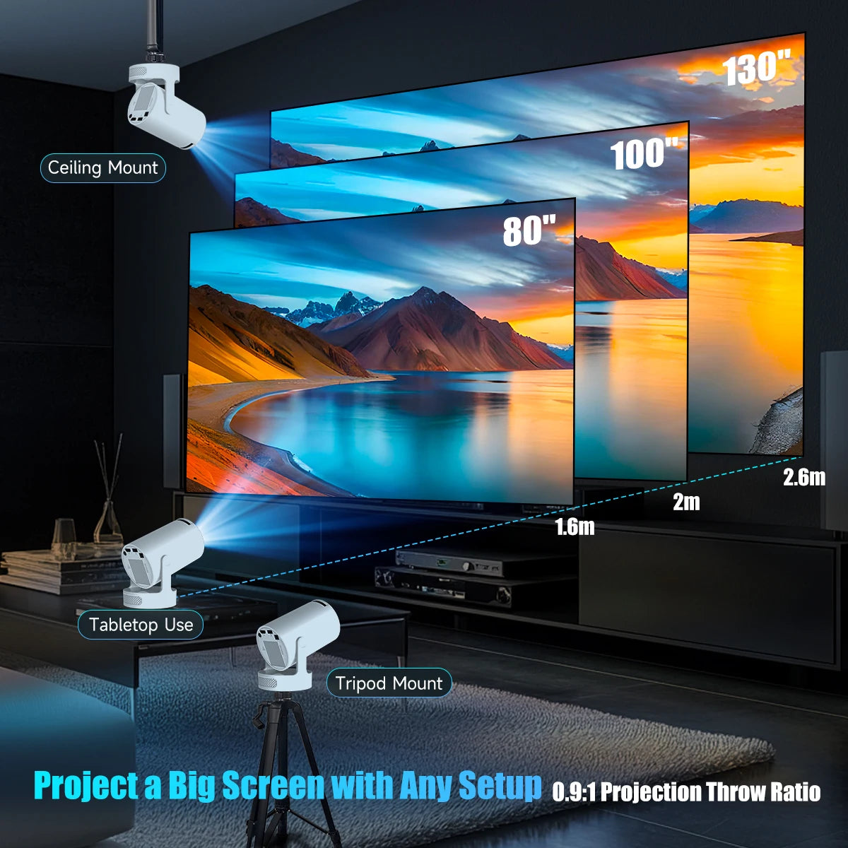 HY300 Pro + Projector 8K 720P With 5W Speaker