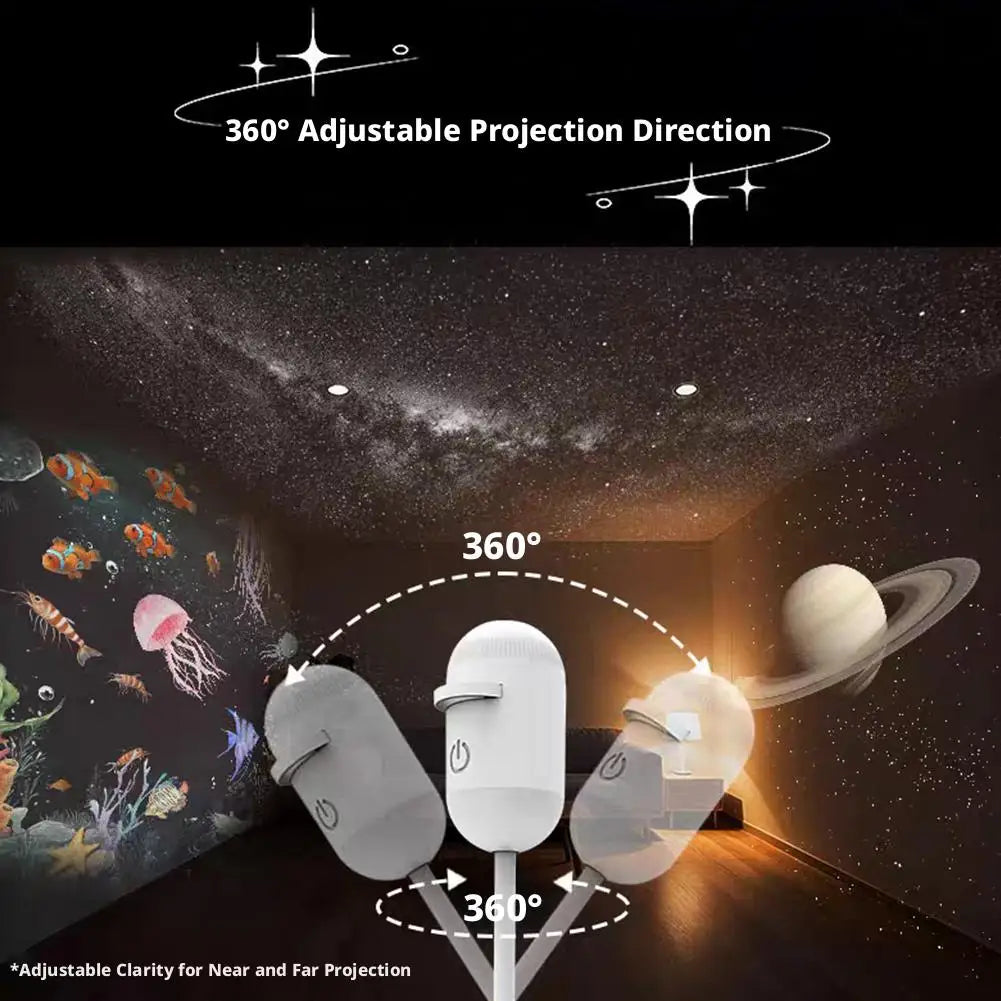2-in-1 Mini Galaxy Star Projector Light USB 360°