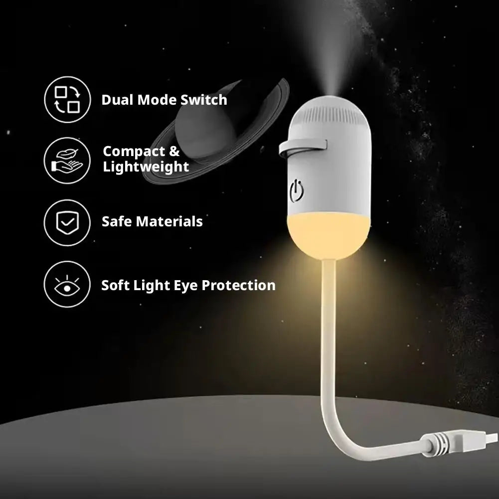 2-in-1 Mini Galaxy Star Projector Light USB 360°